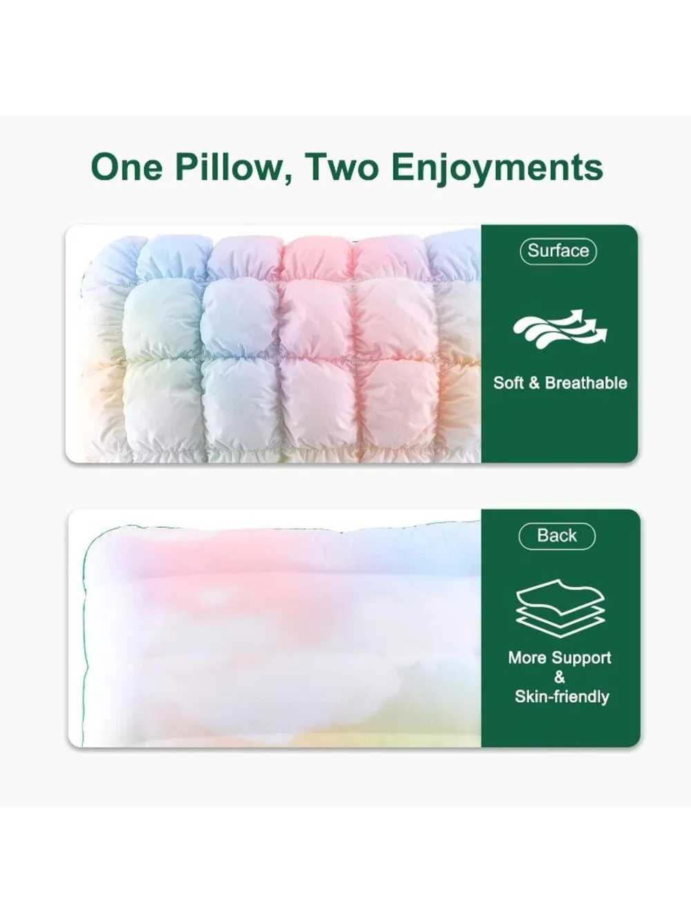 〽️Fluffy Support Bed Pillow Queen Size Rainbow Luxury Hotel Quality Pillow New